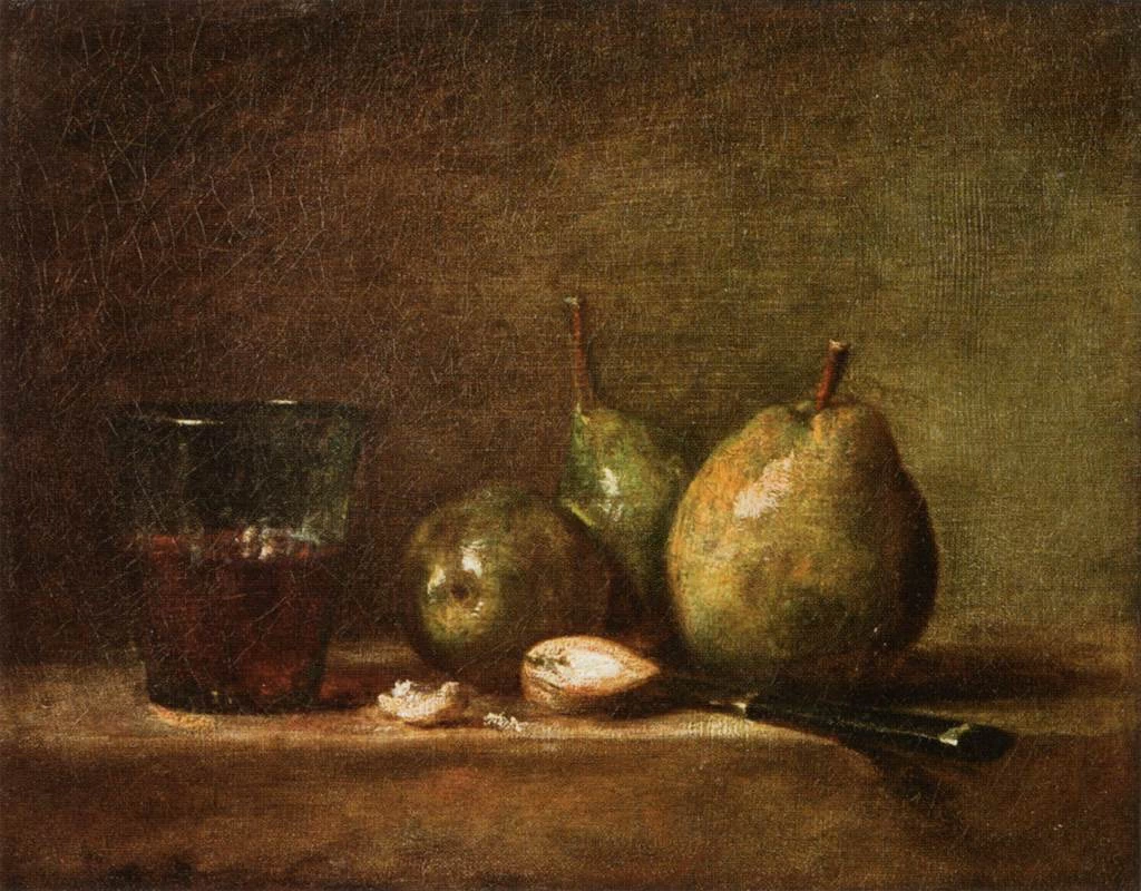 Jean Siméon Chardin - 115, Pere, noci e bicchiere di vino, Louvre, Parigi